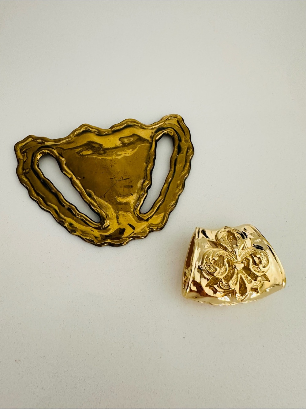 Vintage Gold Metal Scarf Slides or Belt Holders Set of 2